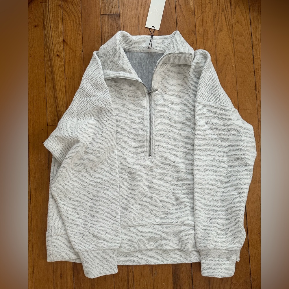 Calia White/Gray Half-Zip Sweater